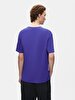 Short Sleeve Crew Neck Sign With Print Loose Blue T-shirt