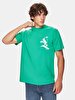 Short Sleeve Graphic Print With Print Loose Green T-shirt