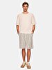 Short Sleeve Wide Collar Basic Loose Beige T-shirt
