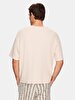 Short Sleeve Wide Collar Basic Loose Beige T-shirt