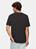 Short Sleeve Crew Neck Bleached Sign With Print Loose Black T-shirt