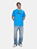 Short Sleeve Crew Neck Sign With Print Regular Blue T-shirt