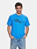 Short Sleeve Crew Neck Sign With Print Regular Blue T-shirt