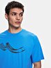 Short Sleeve Crew Neck Sign With Print Regular Blue T-shirt