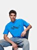 Short Sleeve Crew Neck Sign With Print Regular Blue T-shirt