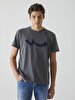 Short Sleeve Crew Neck Sign With Print Regular Anthracite T-shirt