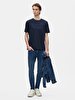 Short Sleeve Crew Neck Sign With Print Regular Navy T-shirt
