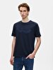 Short Sleeve Crew Neck Sign With Print Regular Navy T-shirt