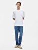 Crew Neck Basic Short Arm Loose White T-shirt