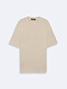 Crew Neck Basic Short Arm Loose Beige T-shirt