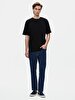Crew Neck Basic Short Arm Loose Black T-shirt