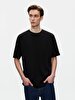 Crew Neck Basic Short Arm Loose Black T-shirt