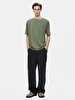 Crew Neck Basic Short Arm Loose Green T-shirt