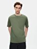 Crew Neck Basic Short Arm Loose Green T-shirt