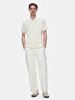 Polo Zipper Closing Short Sleeve Regular Beige T-shirt