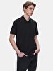 Polo Zipper Closing Short Sleeve Regular Black T-shirt