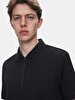 Polo Zipper Closing Short Sleeve Regular Black T-shirt