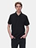 Polo Zipper Closing Short Sleeve Regular Black T-shirt