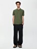 Polo Zipper Closing Short Sleeve Regular Green T-shirt