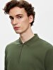Polo Zipper Closing Short Sleeve Regular Green T-shirt
