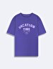 Short Sleeve Sign With Print Loose Blue T-shirt