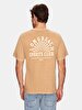 Pale Looking Surface Graphic Print With Print Loose Beige T-shirt