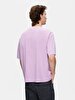 Boxy Fit Short Sleeve Crew Neck Writing With Print Purple T-shirt
