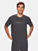 Boxy Fit Short Sleeve Crew Neck Writing With Print Antracite T-shirt