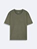 Boxy Fit Short Sleeve Crew Neck Writing With Print Green T-shirt