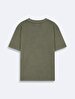 Boxy Fit Short Sleeve Crew Neck Writing With Print Green T-shirt