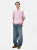 Long Sleeve Crew Neck Loose Basic Pink T-shirt