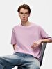 Long Sleeve Crew Neck Loose Basic Pink T-shirt