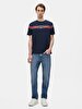 Short Sleeve Crew Neck Sign With Print Regular Navy T-shirt