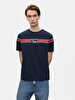 Short Sleeve Crew Neck Sign With Print Regular Navy T-shirt