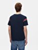 Short Sleeve Crew Neck Sign With Print Regular Navy T-shirt