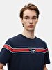 Short Sleeve Crew Neck Sign With Print Regular Navy T-shirt