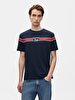 Short Sleeve Crew Neck Sign With Print Regular Navy T-shirt