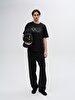 Sign With Print Regular Short Sleeve Black T-shirt