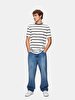 Striped Print Short Sleeve Green T-shirt