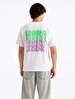 Short Sleeve Crew Neck Print With Print Loose White T-shirt