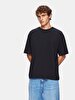 Short Sleeve Crew Neck Print With Print Loose Black T-shirt