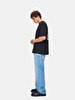 Short Sleeve Crew Neck Print With Print Loose Black T-shirt