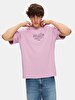 Back With Print Loose Short Sleeve Purple T-shirt