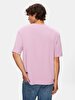 Back With Print Loose Short Sleeve Purple T-shirt
