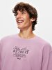 Back With Print Loose Short Sleeve Purple T-shirt
