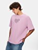 Back With Print Loose Short Sleeve Purple T-shirt