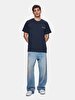 Short Sleeve Crew Neck Print With Print Regular Navy T-shirt