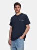 Short Sleeve Crew Neck Print With Print Regular Navy T-shirt