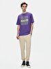 Basic Print With Print Crew Neck Loose Purple T-shirt