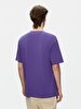 Basic Print With Print Crew Neck Loose Purple T-shirt